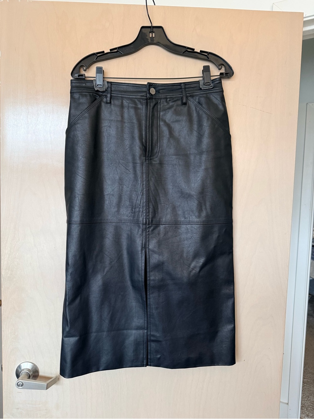 Sanctuary Black Faux Leather Midi Pencil Skirt